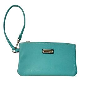 Rosetti Teal Turquoise Blue Faux Leather Wristlet‎ Pouch Clutch Cosmetic Bag
